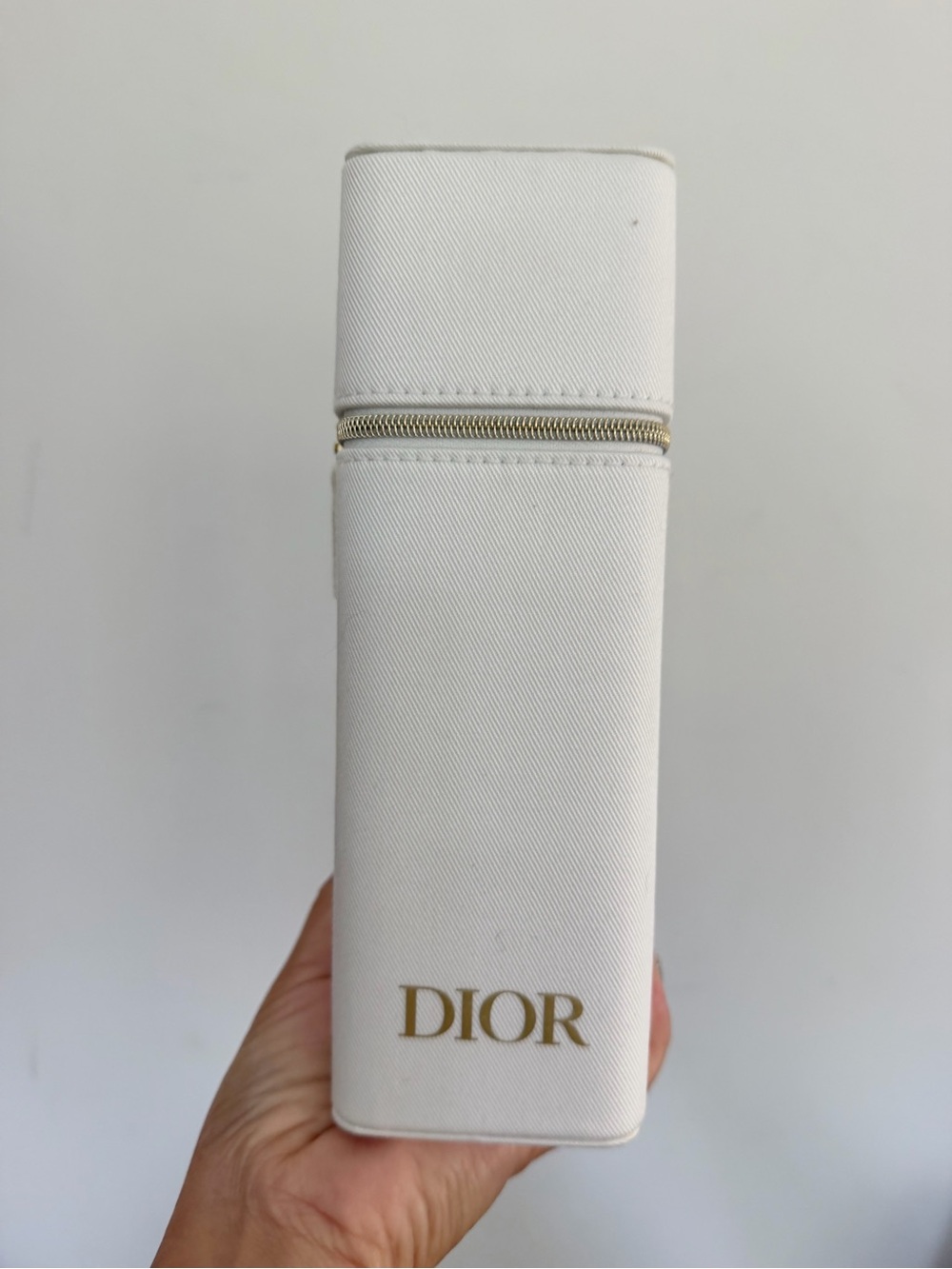 Dior White Travel Case for Perfume or Jewelry with Gold Logo Accent